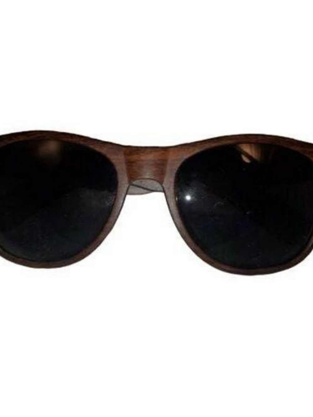 Round Wood Frame Sunglasses — Dark Brown Frame with Black Lenses